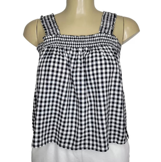 ana Talla L Blusa Checkered Blanco y Negro