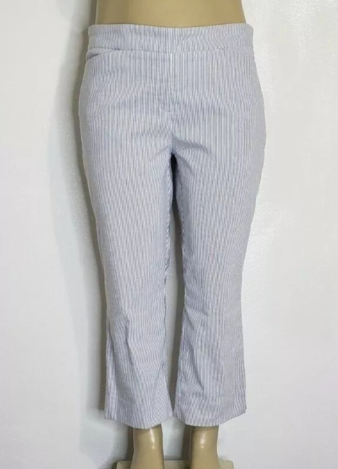 XXL Pantalon de Tela Stretch Rayado Blanco Y Azul