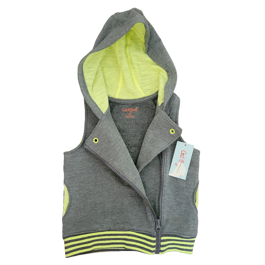 Talla 3 T Nińos Chaleco Gris con capuchon Cat & Jack