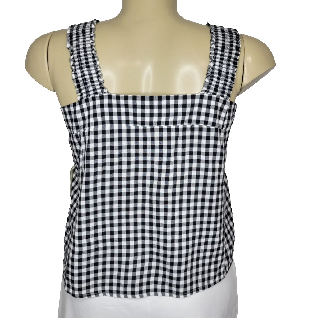 ana Talla L Blusa Checkered Blanco y Negro