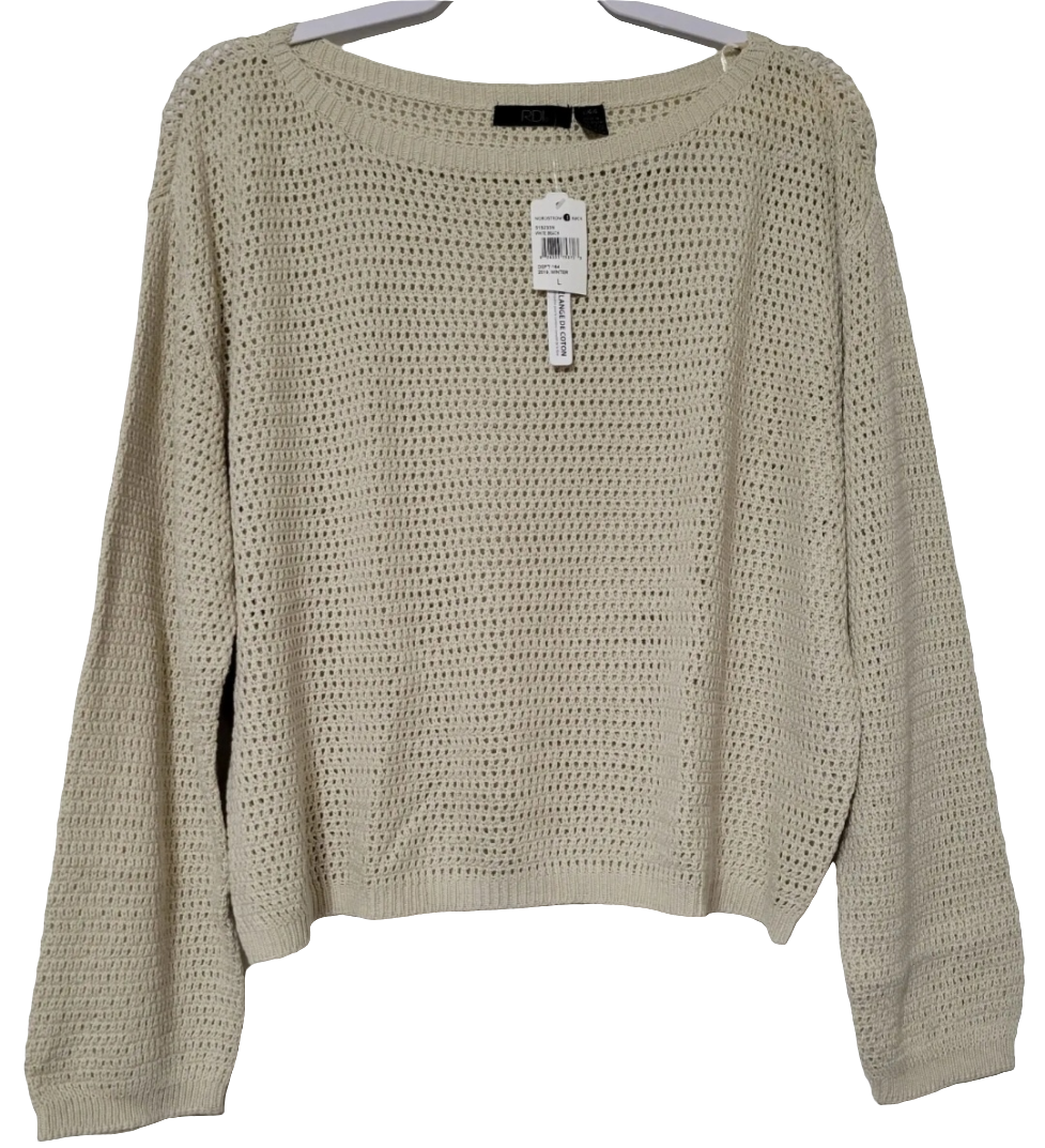 Talla L Sweater Tejido Abierto Beige