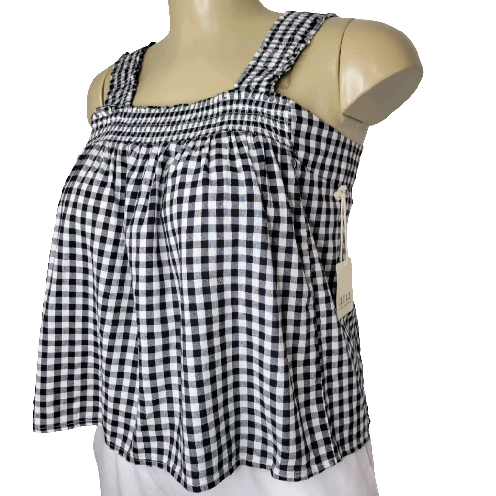 ana Talla L Blusa Checkered Blanco y Negro